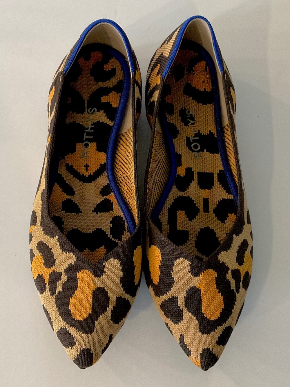 ROTHY’S The Point Big Cat Flats Pointed Toe Leopard Size 9.5